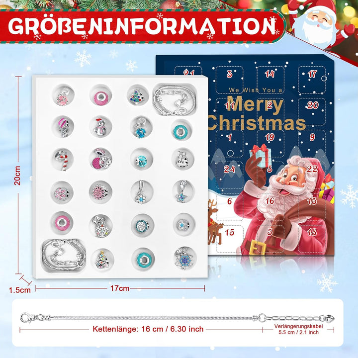 KAZATE Adventskalender 2023 Kinder Mädchen, Weihnachtskalender Schmuck für Frauen, 24 Füllung Bastel