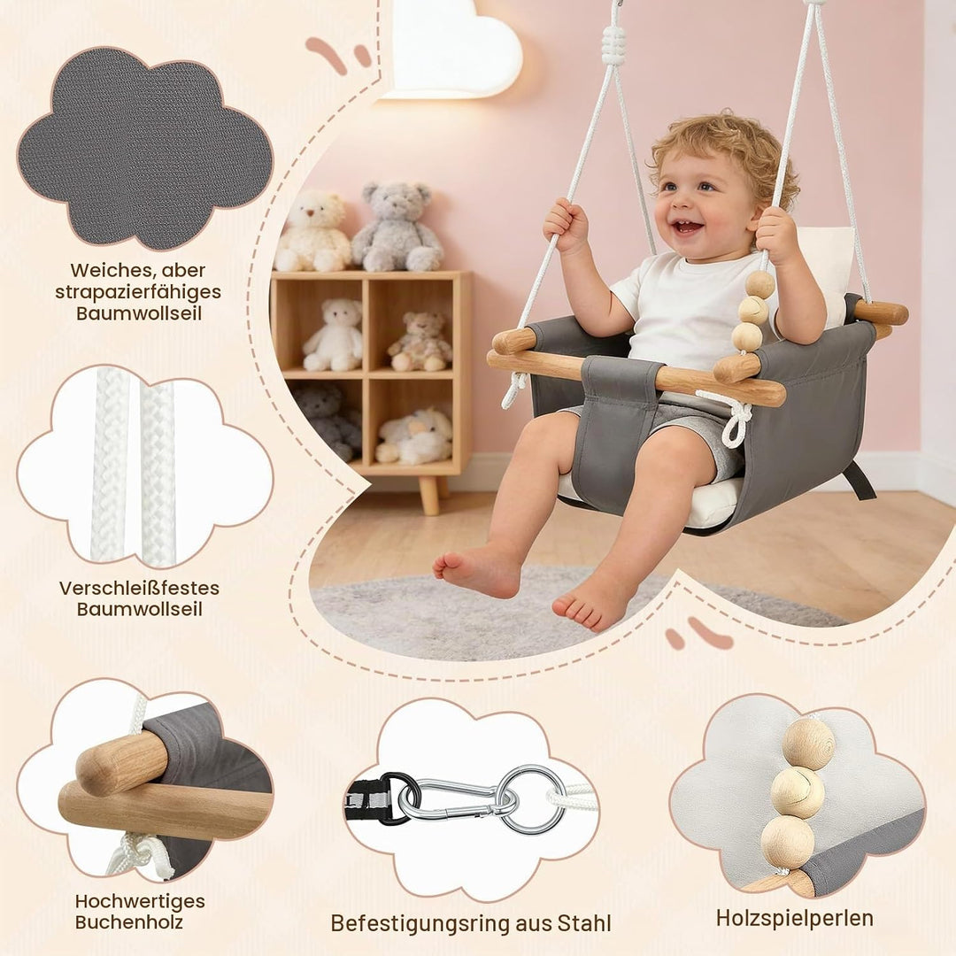 Babyschaukel Kinderschaukel, Baby Schaukel Indoor für Babys ab 6 Monaten und Kleinkinder bis 3+ Jahr