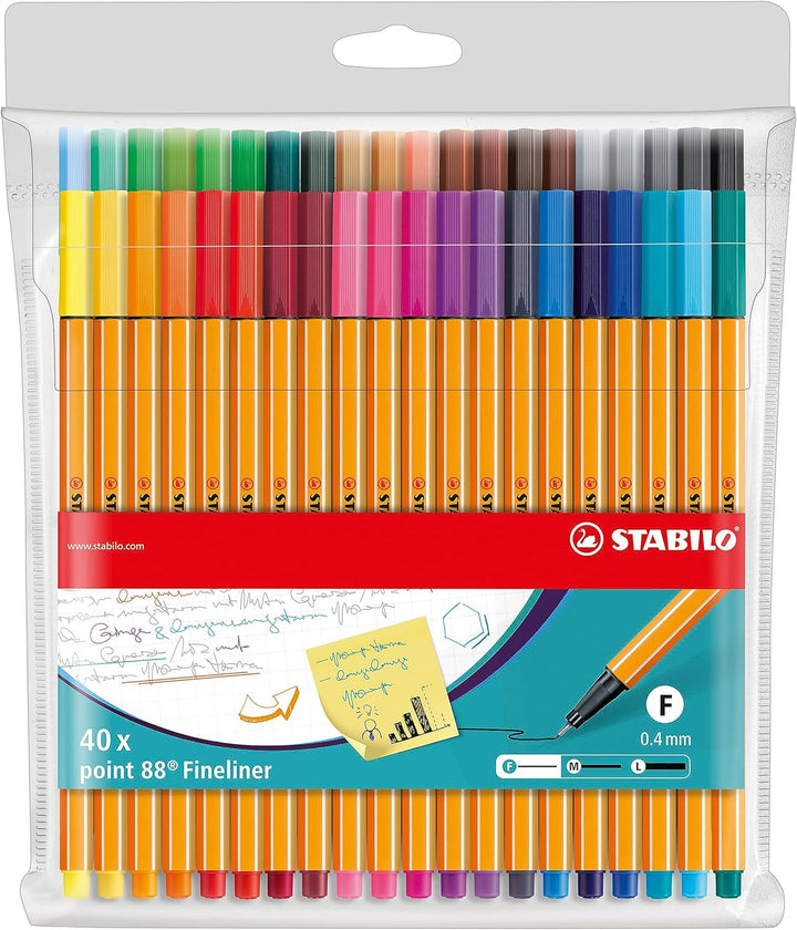 Fineliner - STABILO point 88 - 40er Pack - 40 Farben 40 verschiedene Farben, 40 verschiedene Farben