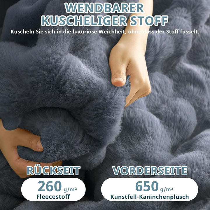 Kuscheldecke 100x160 cm, Kaninchen Plüsch Decke, Super Soft Wohndecke Dick 1000GSM Couchdecke Warme