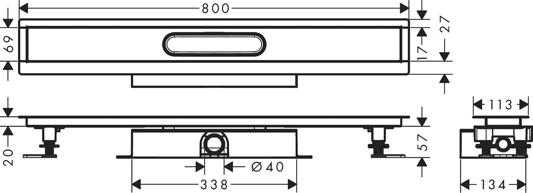 hansgrohe uBox universal Komplettset (Installationsset + Grundkörper) 800mm für flache Installation