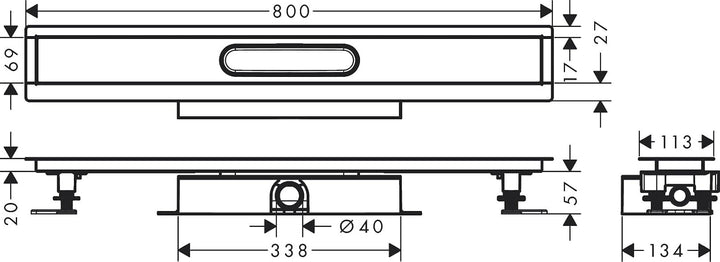 hansgrohe uBox universal Komplettset (Installationsset + Grundkörper) 800mm für flache Installation