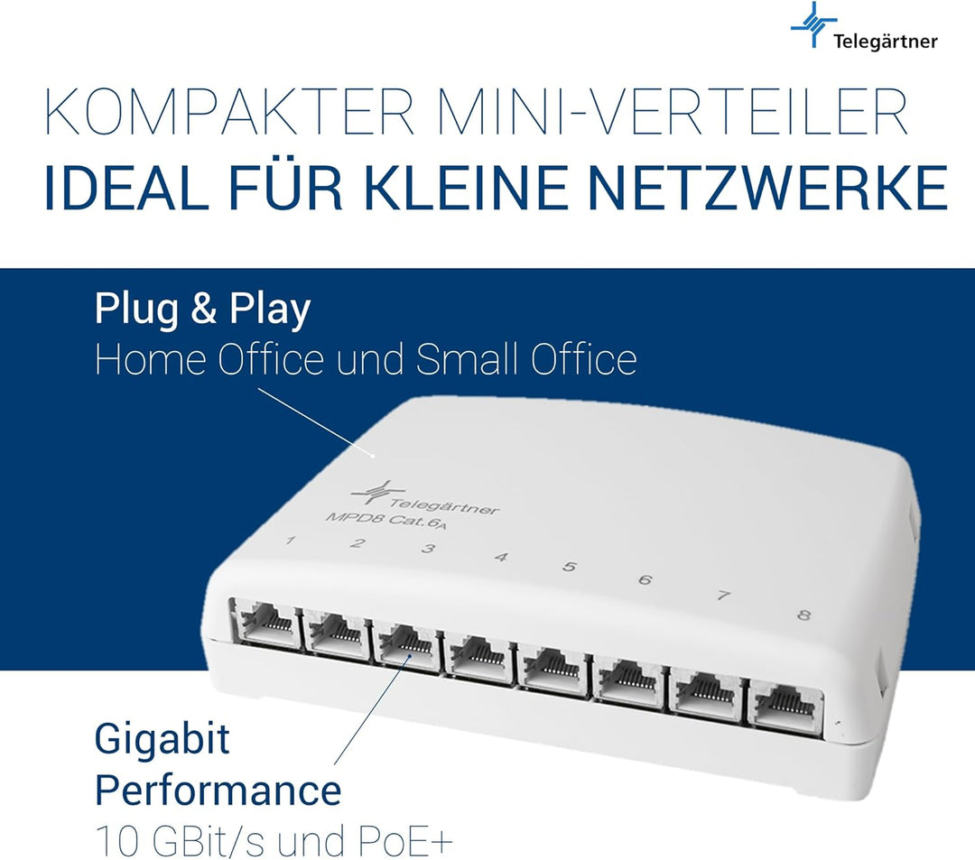 TELEGÄRTNER J02021A0030 Mini-Verteiler MPD8-HS Kat.6A (IEC)