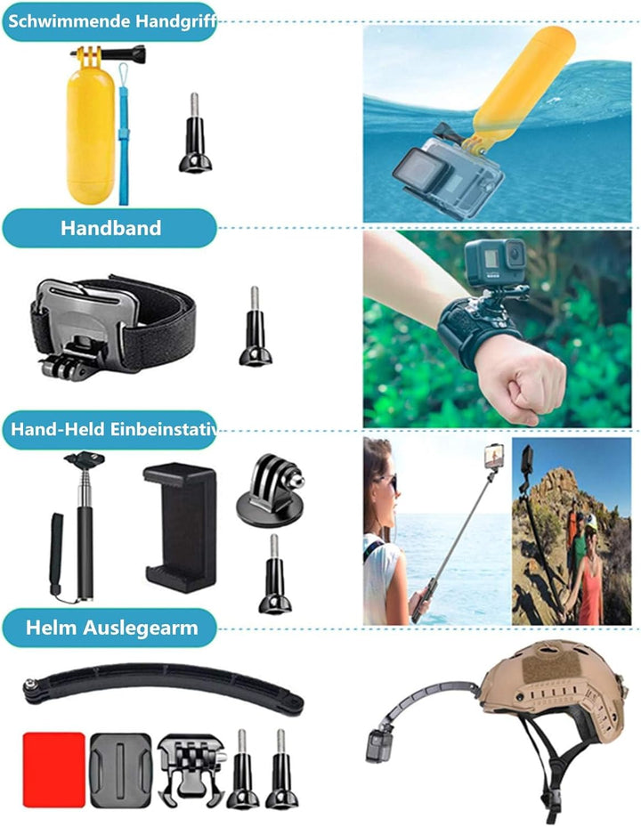 DIKER 70 in 1 Zubehör Set Action Cam, Accessory Kit für GoPro Hero Black 12 11 10 9 8 7, AKASO, DJI