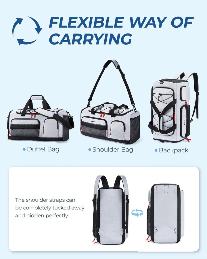 BAGSMART Sporttasche Damen und Herren, Sporttasche mit Schuhfach und Nassfach wasserdichte Gym Bag R