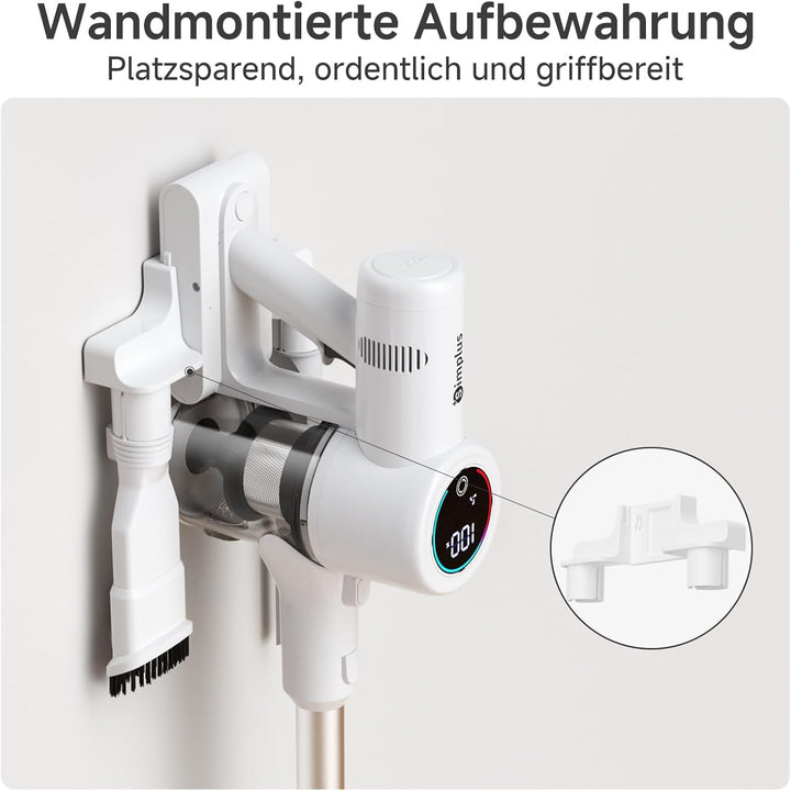 SIMPLUS Akku Staubsauger 22000Pa, 3-Stufen Saugkraft, LED-Display, 5-Fach Filterung, 40 Min Laufzeit