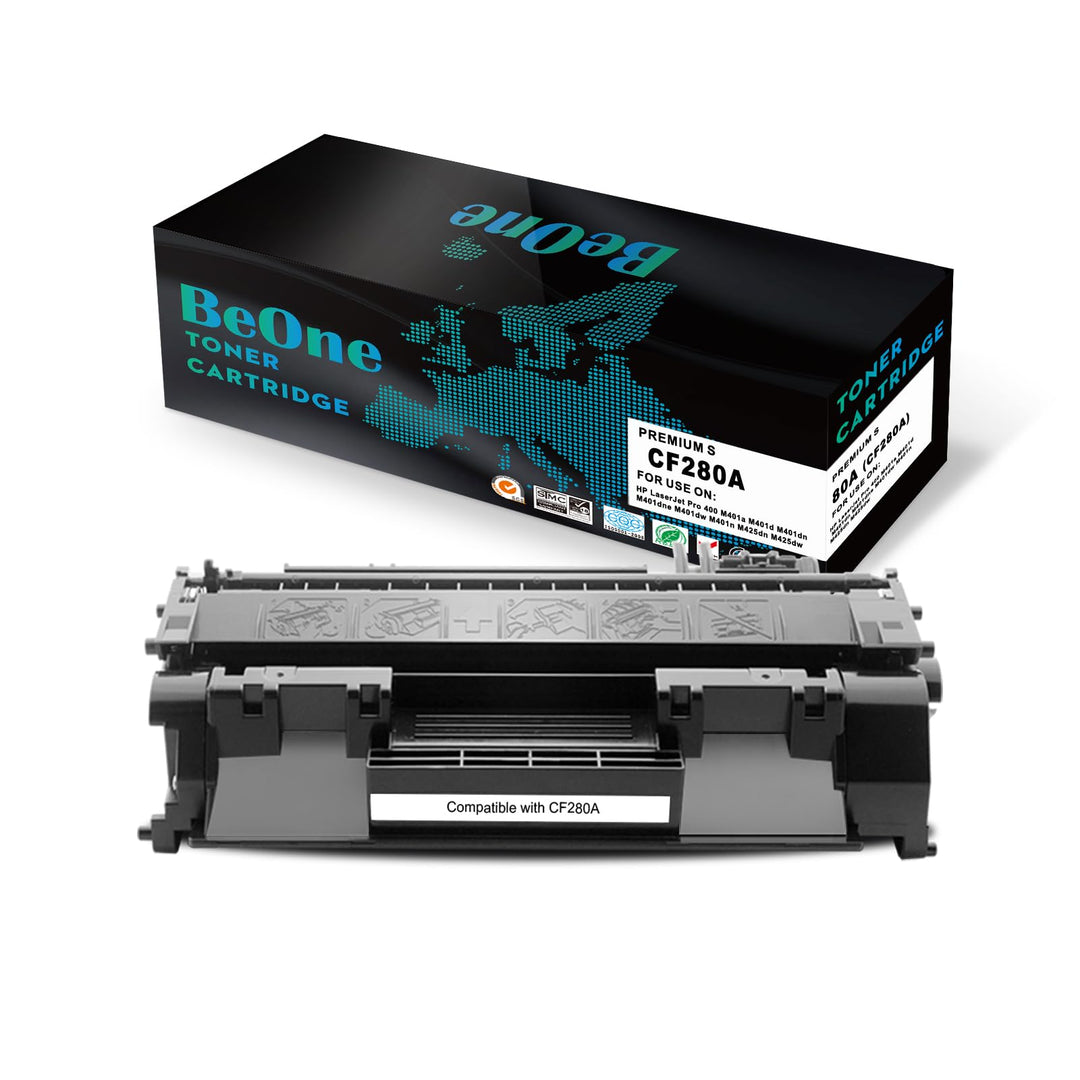 BeOne 1 x 80A CF280A 80X CF280X Tonerkartuschen, kompatibel mit HP Laserjet Pro 400 M401a M401d M401