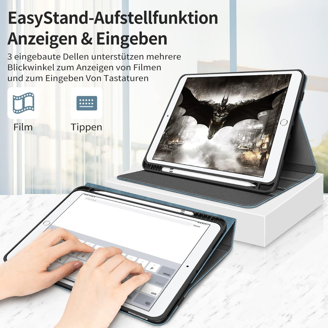 HOLIMET Hülle für iPad 9./8./7. Generation(2021/2020/2019) 10,2 Zoll mit Stifthalter, PU-Leder Schut