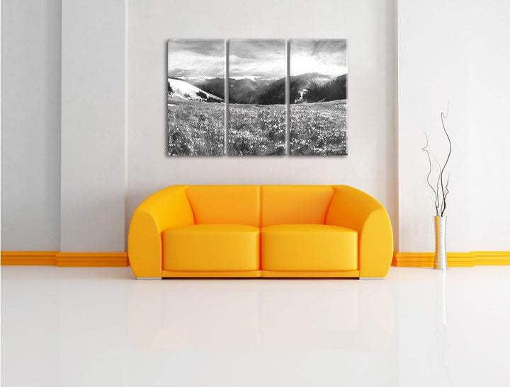 Pixxprint Berglandschaft Regenbogen als Leinwandbild/Grösse: 3 Teilig (120x80) / Wandbild/Kunstdruck