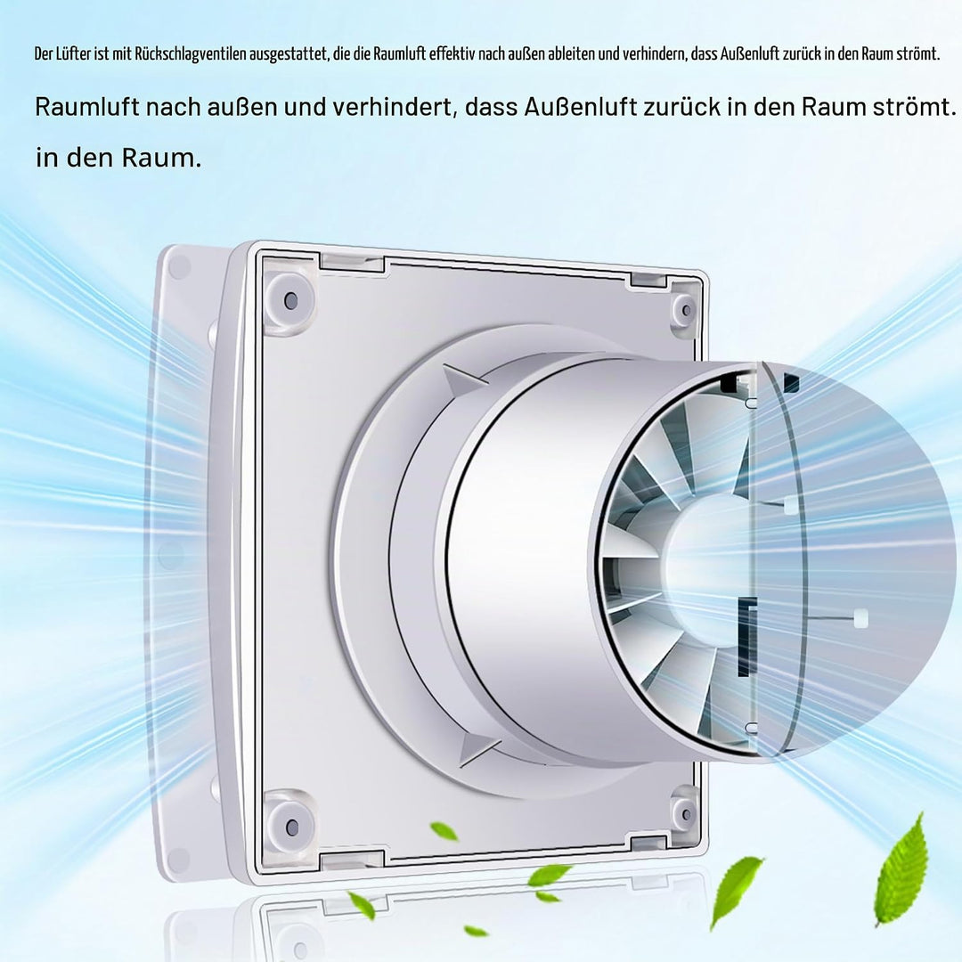 Aygrochy 100mm Badlüfter mit EU Stecker, Abluftventilator Leiser mit Rücklaufklappe, geringer Energi