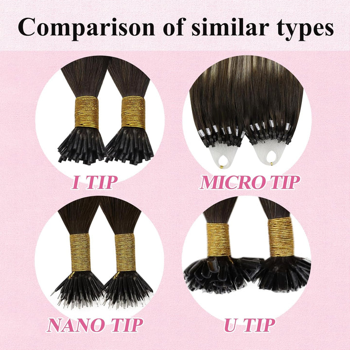 YoungSee Echthaar Extensions Microring Ombre 50 cm Microring Extensions Echthaar 1g Dunkelbraun Ombr