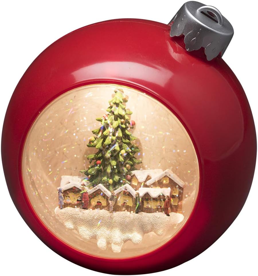 Konstsmide LED Weihnachtskugel Weihnachtsmarkt, wassergefüllt, 5h Timer, warm weisse Diode, batterie