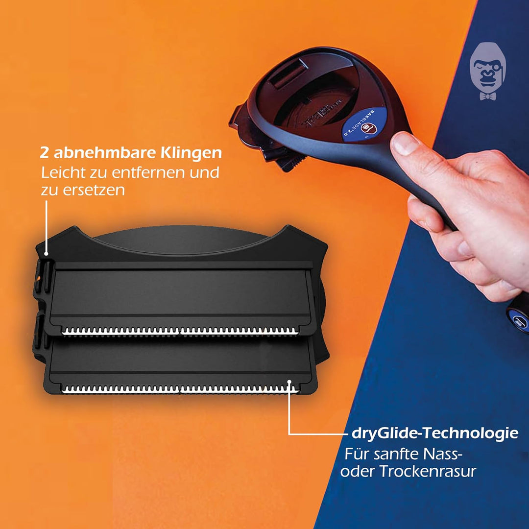 baKblade 2.0 Plus Rückenrasierer Herren - Ergonomischer Rückenhaarentferner für Männer - Brust & Rüc