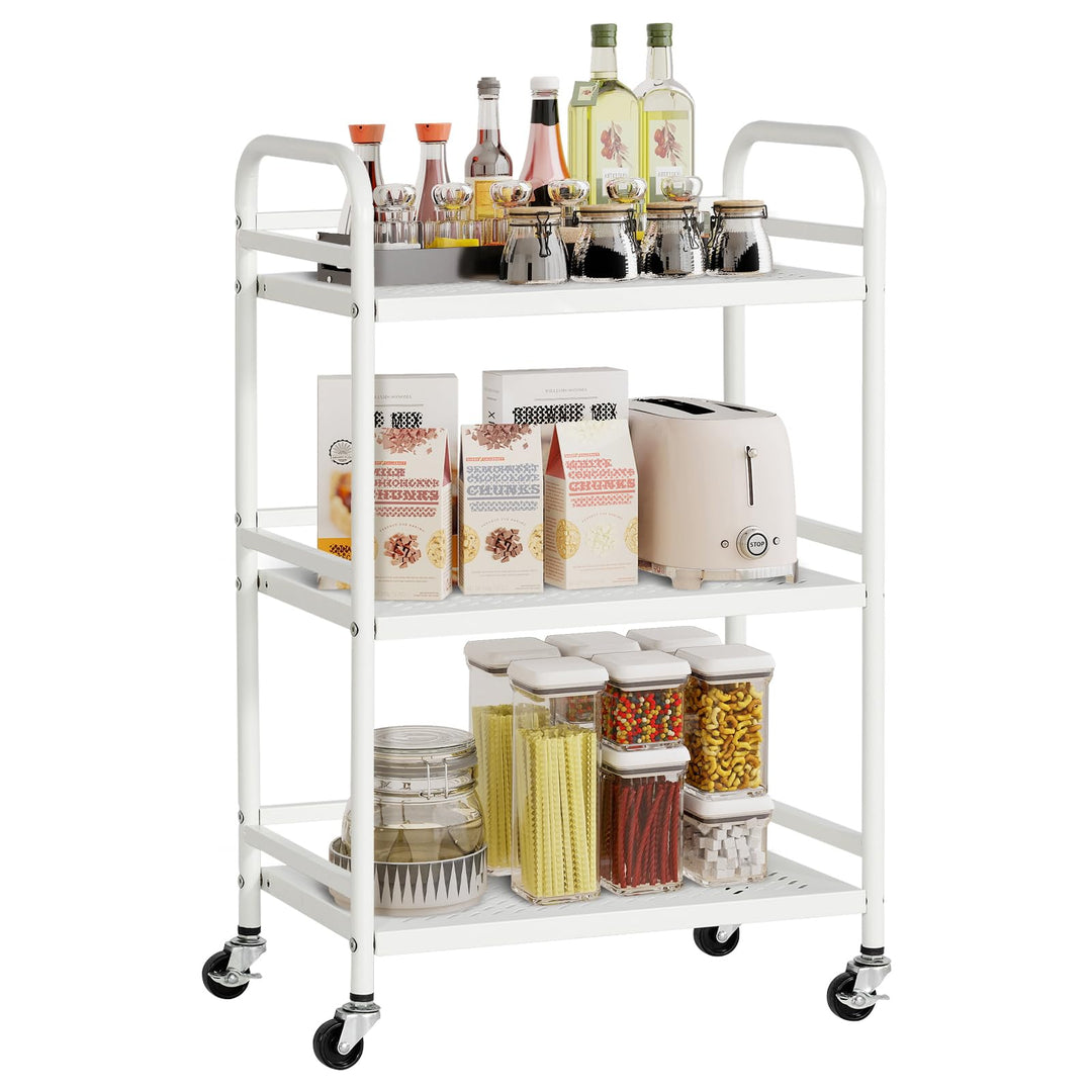 HDANI Rollwagen mit 3 Ebenen,robuster multifunktionaler Metallrahmen,trägt 10 kg pro Ebene,Rollwagen
