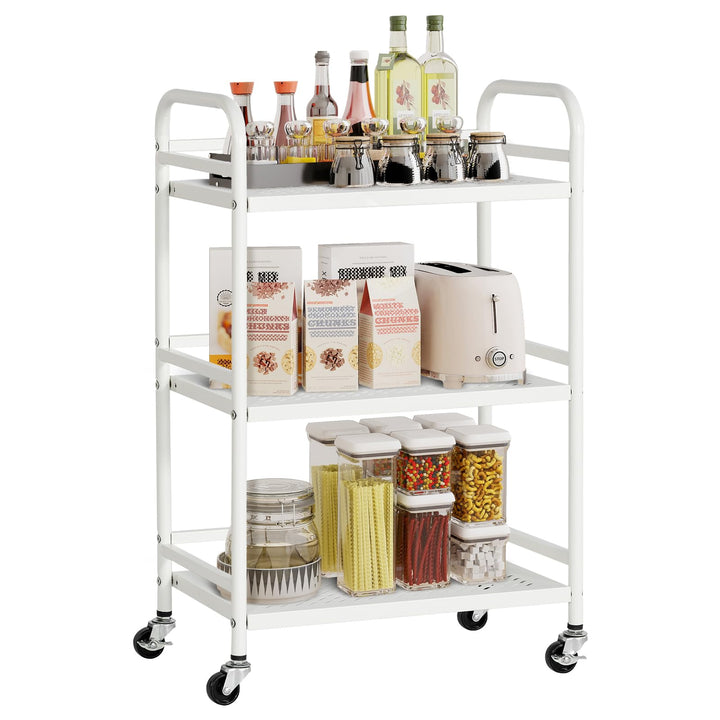 HDANI Rollwagen mit 3 Ebenen,robuster multifunktionaler Metallrahmen,trägt 10 kg pro Ebene,Rollwagen
