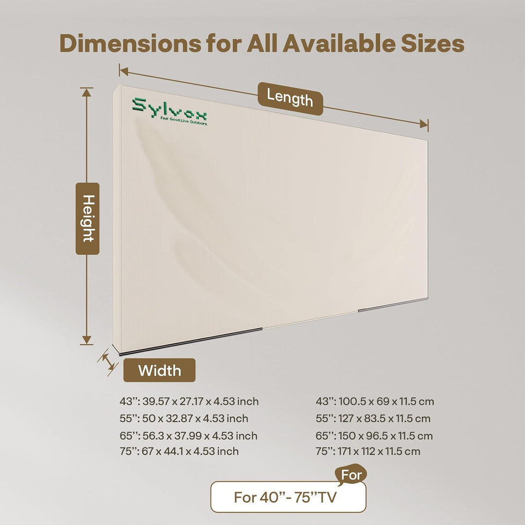 SYLVOX Outdoor wasserdichte Abdeckung für TV 75 zoll mit vollständig unterer Abdeckung, ausserhalb F