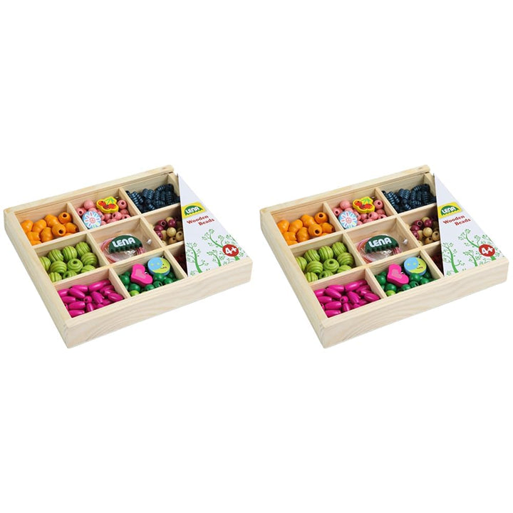Lena Holzperlen Holzkassette, mittel 32012, 3 Jahre to 12 Jahre (Packung mit 2) Mittel (Packung mit