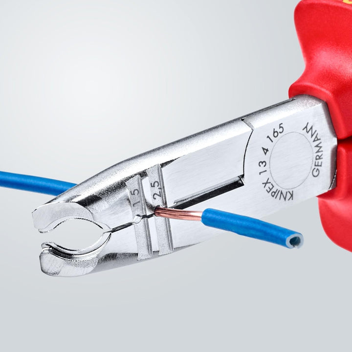 Knipex Abmantelungszange verchromt, isoliert mit Mehrkomponenten-Hüllen, VDE-geprüft 165 mm 13 46 16