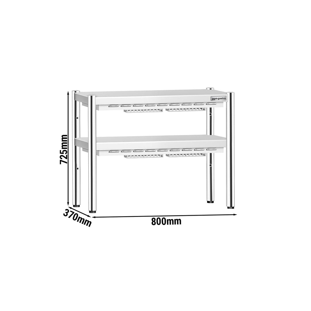 GGM Gastro Wärmebrücke 800x370mm mit 2 Etagen und 1400W | hocheffiziente Infrarottechnik, platzspare