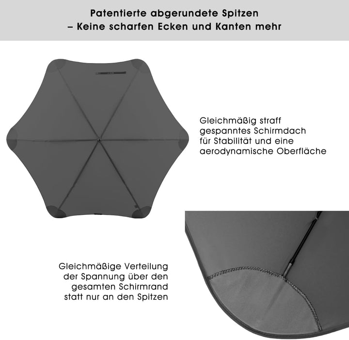 Blunt Executive Stockschirm Regenschirm grau | gross & sturmfest für 2 Personen – 138 cm Ø | Innovat
