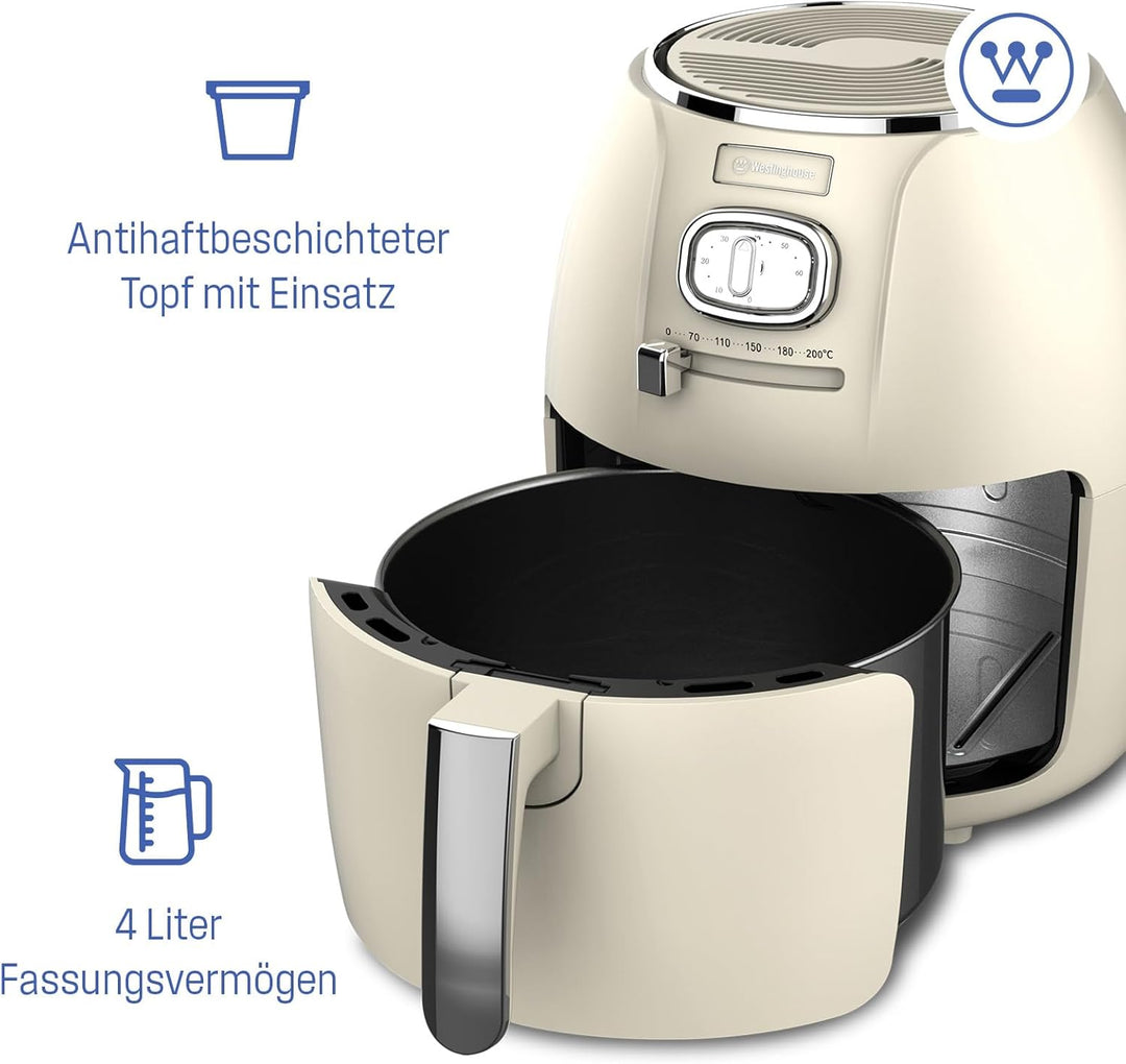 Westinghouse Retro Serie Airfryer, 4L, Heissluftfritteuse, 1500 W, Schnell & einfach, antihaftbeschi