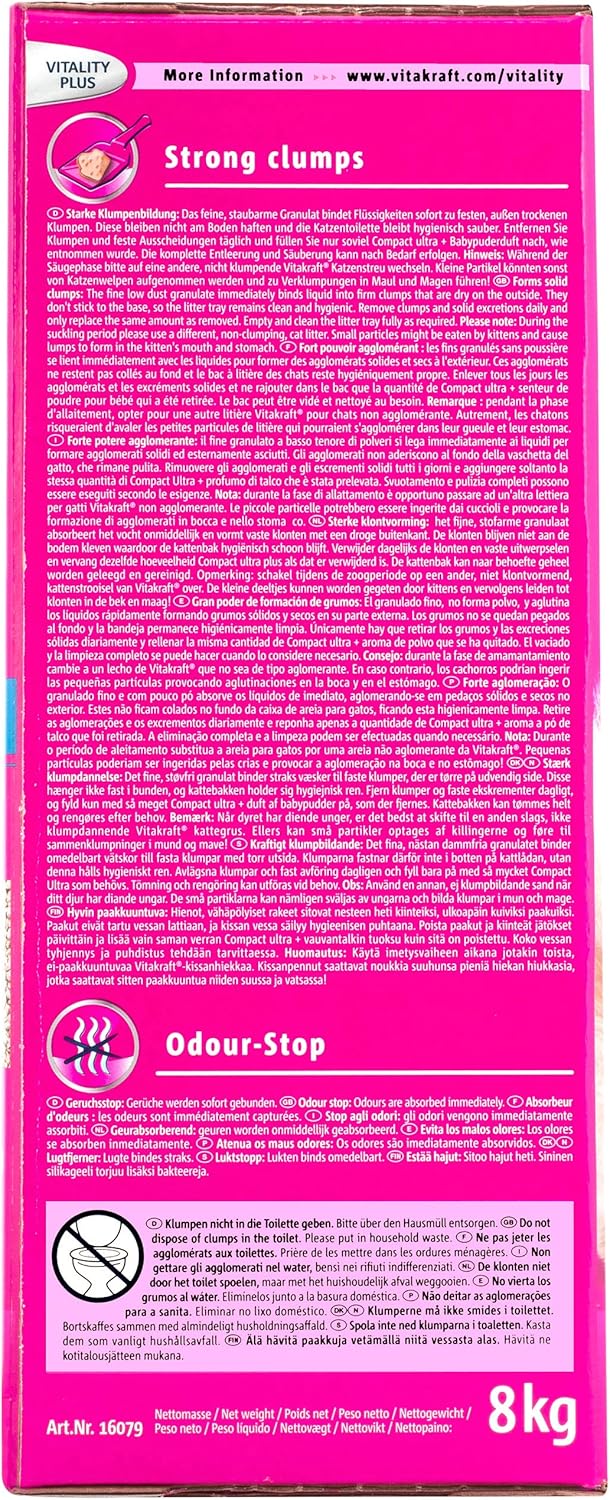 Vitakraft Katzenstreu Compact ultra plus, 1x 8kg 8 kg (1er Pack), 8 kg (1er Pack)