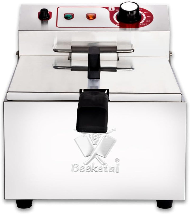 Beeketal 'BTF10a' Kaltzonen Fritteuse (9 Liter Volumen für max. 5 Liter Öl) Edelstahl Friteuse mit T