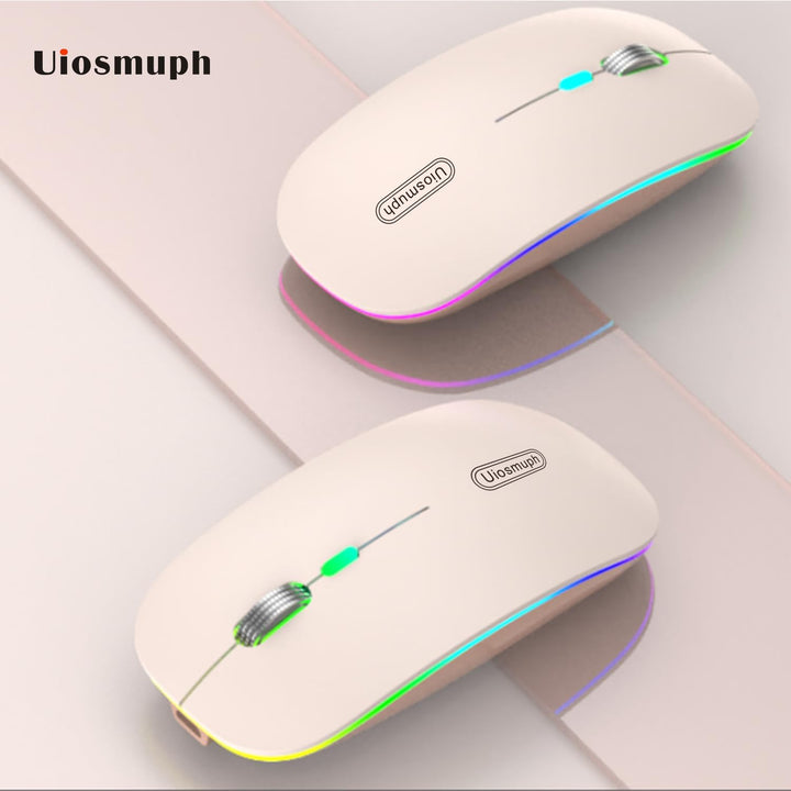 Uiosmuph Bluetooth Maus Kabellose, LED Funkmaus wiederaufladbar Leise Wireless Mouse 2.4GHz Kabellos