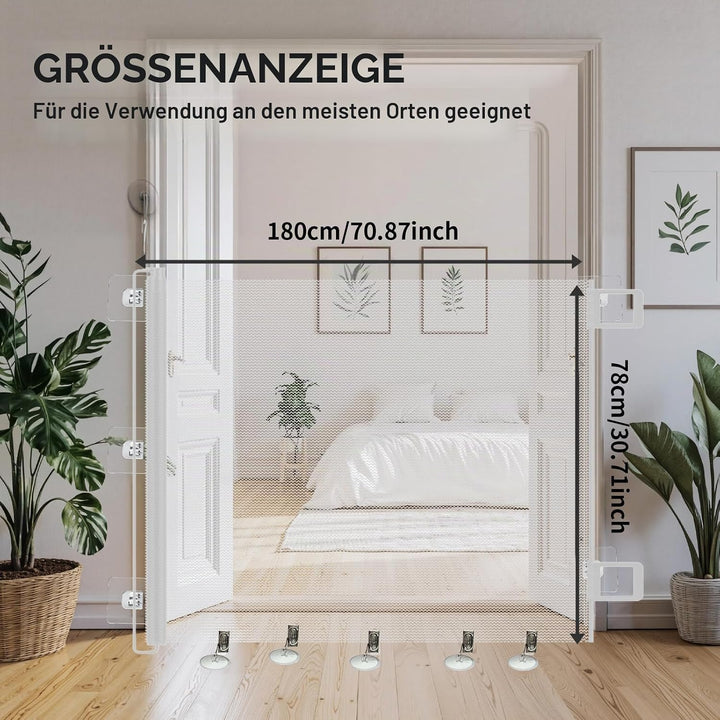 Treppenschutzgitter Ausziehbar, mit verstellbarem Schloss &amp; unterer Klemme gegen Unterkriechen. Univ