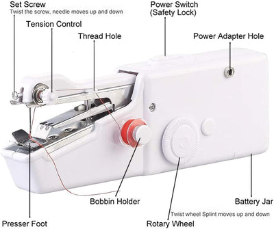 29 pcs Mini Nähmaschine, Elektrische Schnellstichwerkzeug, Handliche Tragbare Nähmaschine, für Stoff