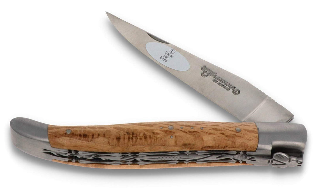 Laguiole en Aubrac Taschenmesser L0712GOIF 12 cm Doppelplatine, Griffschalen Grüne Eiche, Klinge 10