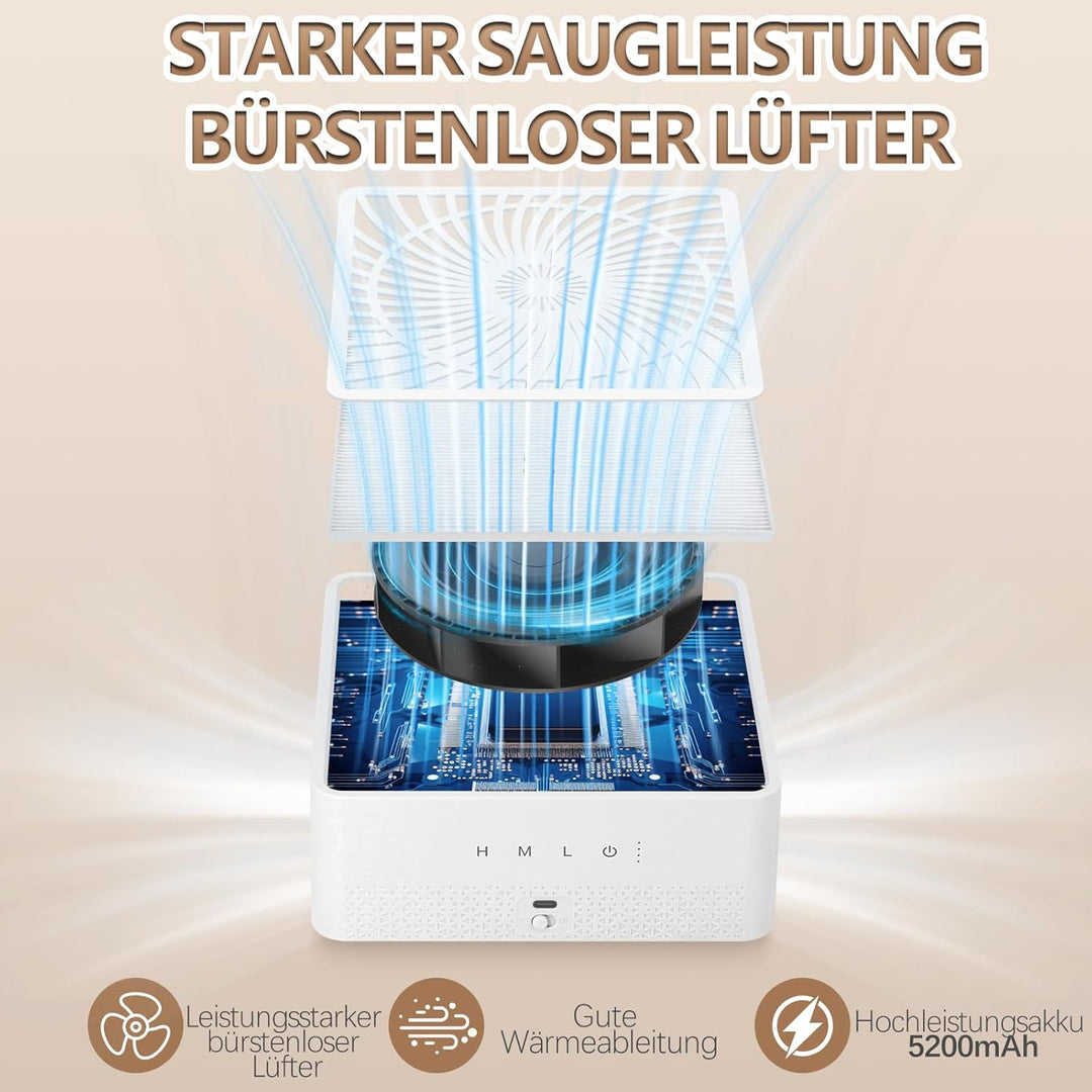 Staubabsaugung für Nägel, Wiederaufladbar Professionell Nagelstaubsauger mit Filter, Saugstarke Leis