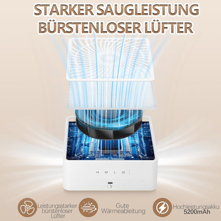 Staubabsaugung für Nägel, Wiederaufladbar Professionell Nagelstaubsauger mit Filter, Saugstarke Leis