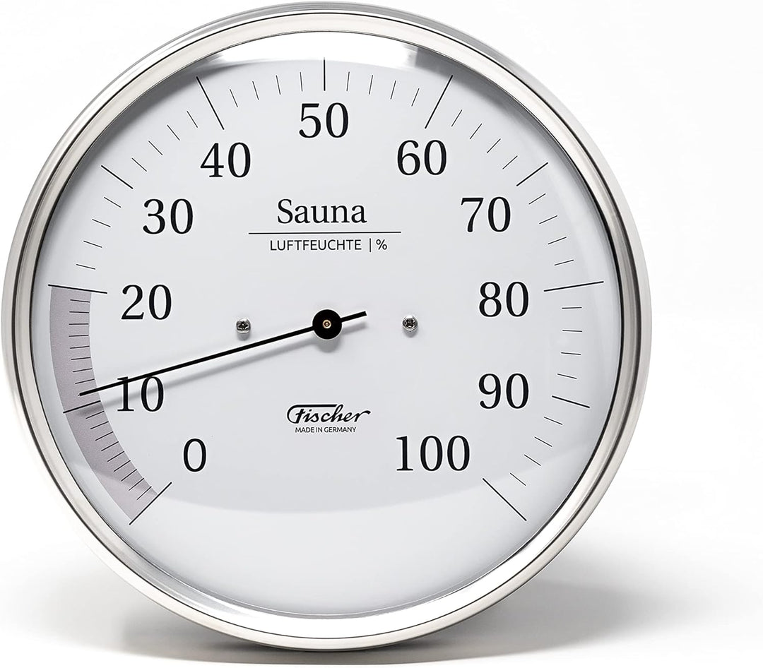 Fischer 191.01 - Sauna-Hygrometer synthetisch - 130mm Sauna-Luftfeuchtigkeitsmesser aus Edelstahl -