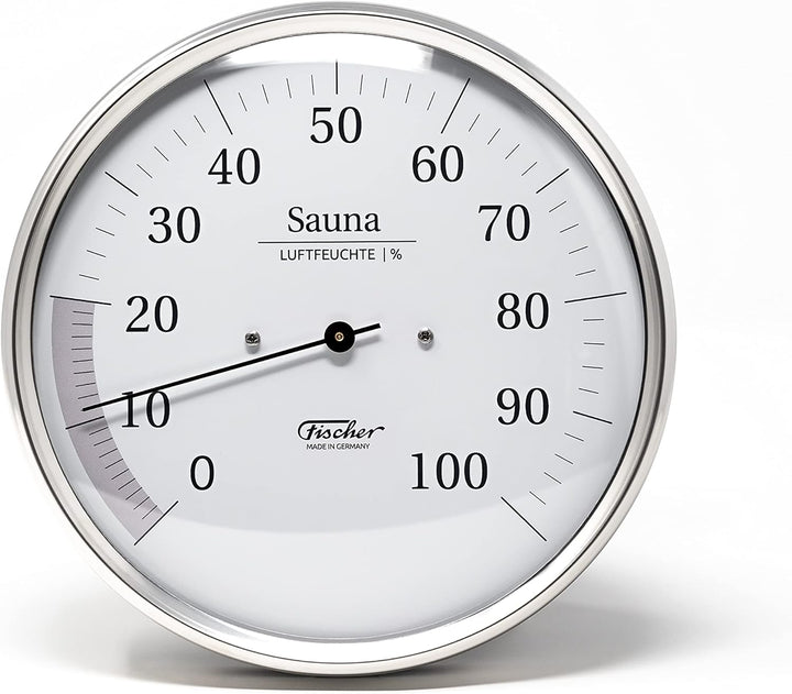 Fischer 191.01 - Sauna-Hygrometer synthetisch - 130mm Sauna-Luftfeuchtigkeitsmesser aus Edelstahl -