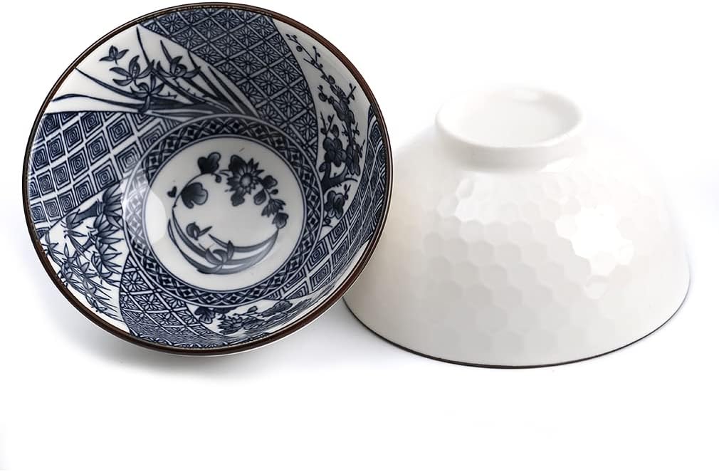 lachineuse - Set aus 4 traditionellen japanischen Schalen - Bicolore Motive - Reisschalen 11 cm - As