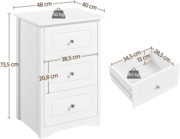 Yaheetech Nachtkommode mit 3 Schubladen moderner Nachttisch Nachtkonsole für Boxspringbett Nachtschr