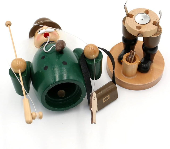 Dekohelden24 Holz Räuchermann als Angler, L/B/H 11,5 x 11 x 20 cm, Angler