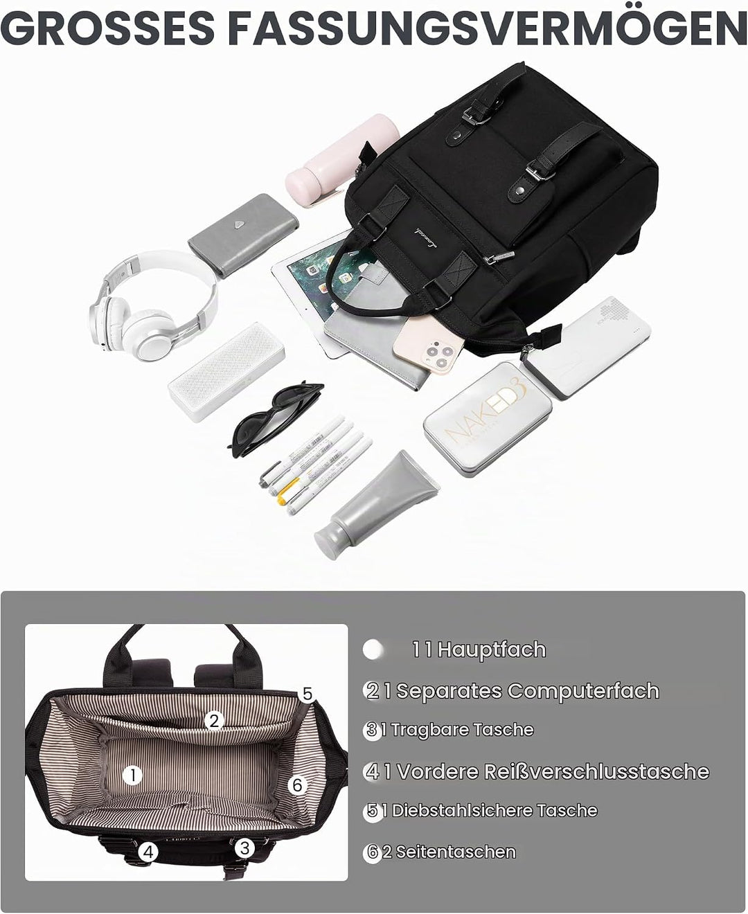 LOVEVOOK Rucksack Damen Klein, Wasserdicht Kleiner Rucksack Damen-rucksackhandtaschen Cityrucksack,