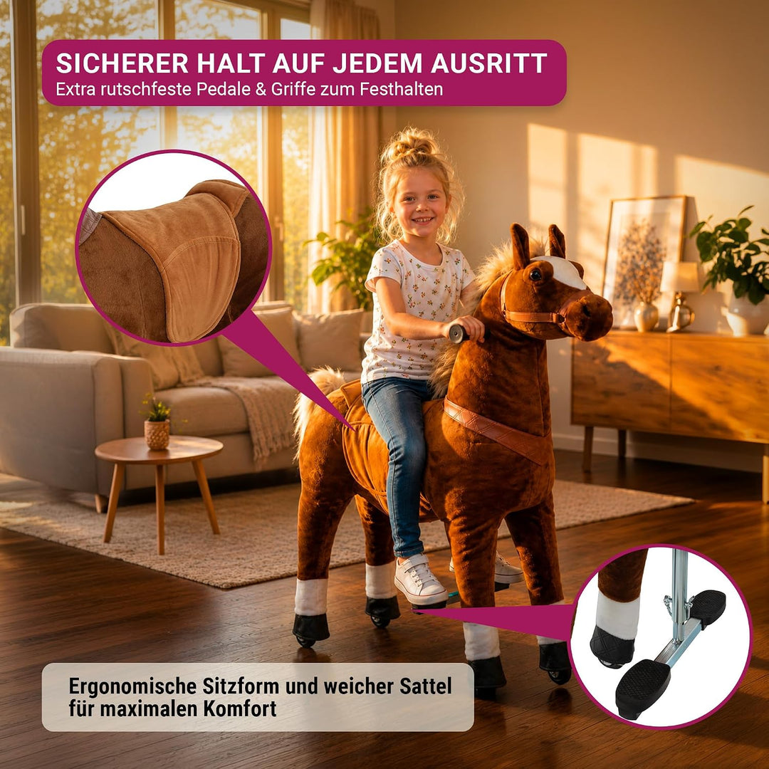 Miweba Pony Amadeus | Reitpferd auf Rollen - Pferd für Kinder - Schaukelpferd - Schaukeltier - Kusch