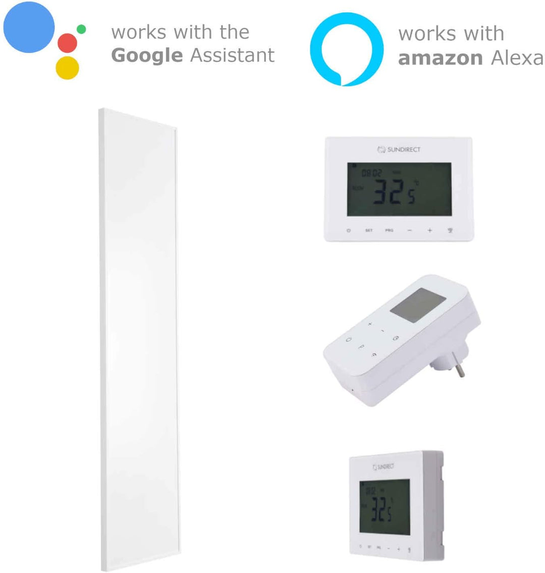 Mi-Heat Sundirect PE380 Plus 30x120cm weiss Infrarotheizung 380 Watt - Heizpaneel Elektroheizung Wär