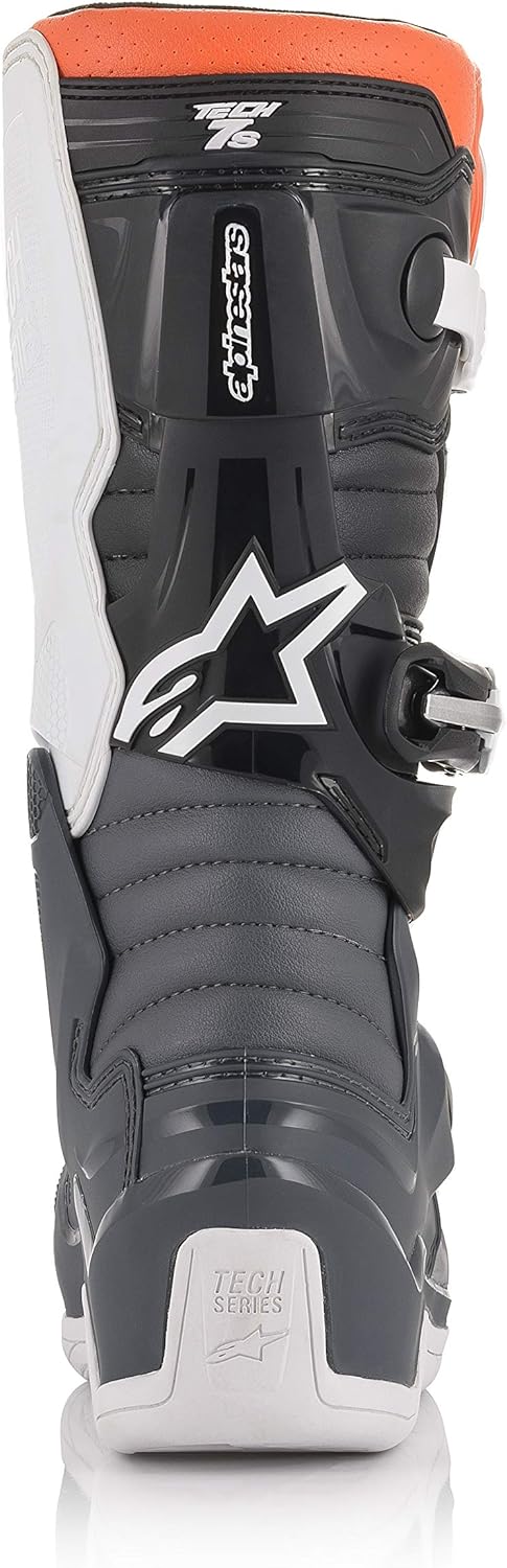 Alpinestars Youth Tech 7s Boots Unisex Youth Tech 7S Stiefel 35.5 EU Schwarz Grau Weiss Orange Fluor