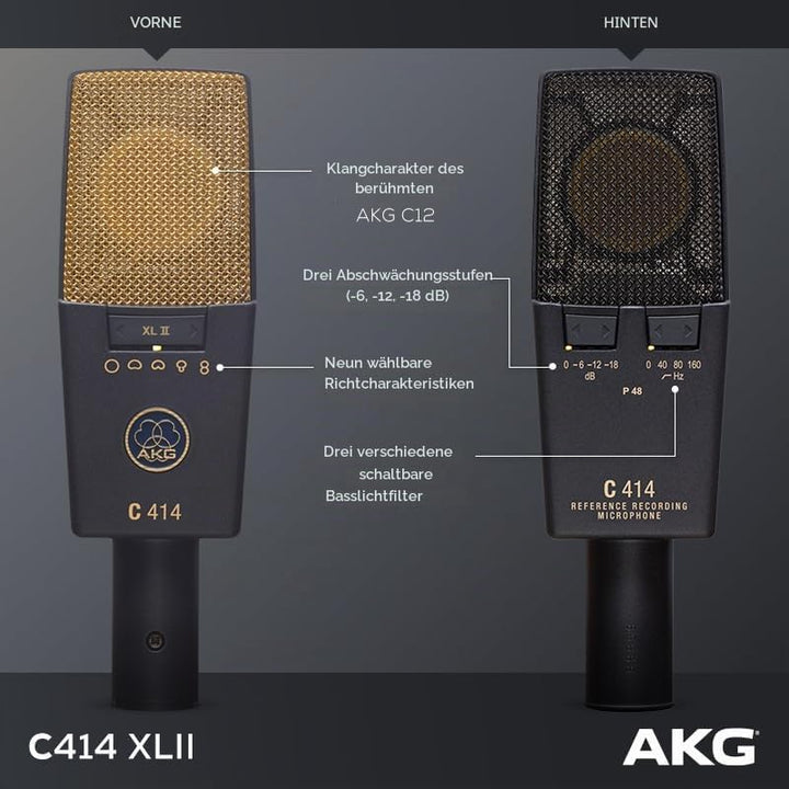 AKG C414 XLII Multipattern Grossmembran Kondensatormikrofon, silber, C414 XLII