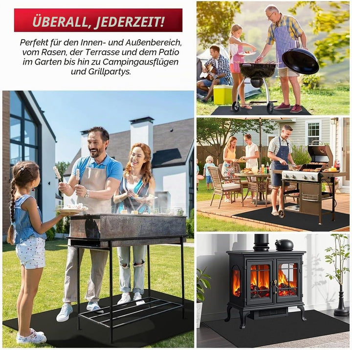100 × 150 cm Feuerfeste Unterlage, Feuerschutzmatte, Hitzeschutzmatte Splatter Matte 3 Schicht, Gril