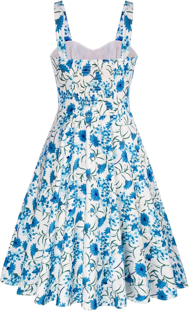 Belle Poque Damen Casual Cocktailkleid Sommerkleid Elegant Spaghetti Freizeitkleid A-Line Lang BP038