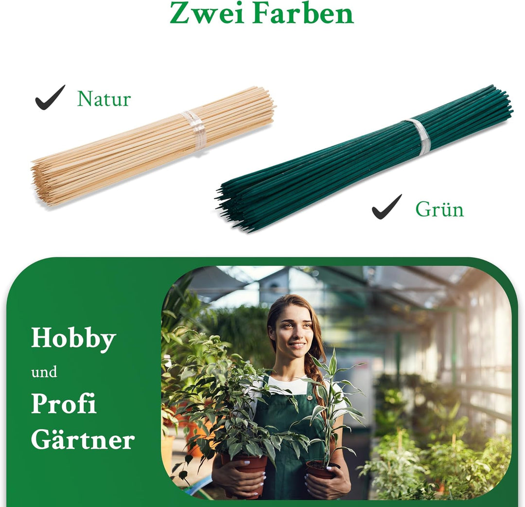 Novatool 500x Splittstäbe 80 cm x 6,5 mm I Natur I Pflanzenstab Bambus Rankhilfe Holz Tokinstäbe Ton