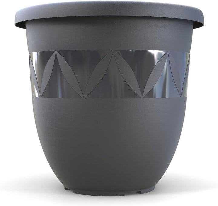 Plastard Übertopf 5er Set Durchmesser 35 cm Anthrazit Blumentopf für Innen und Aussen aus Kunststoff