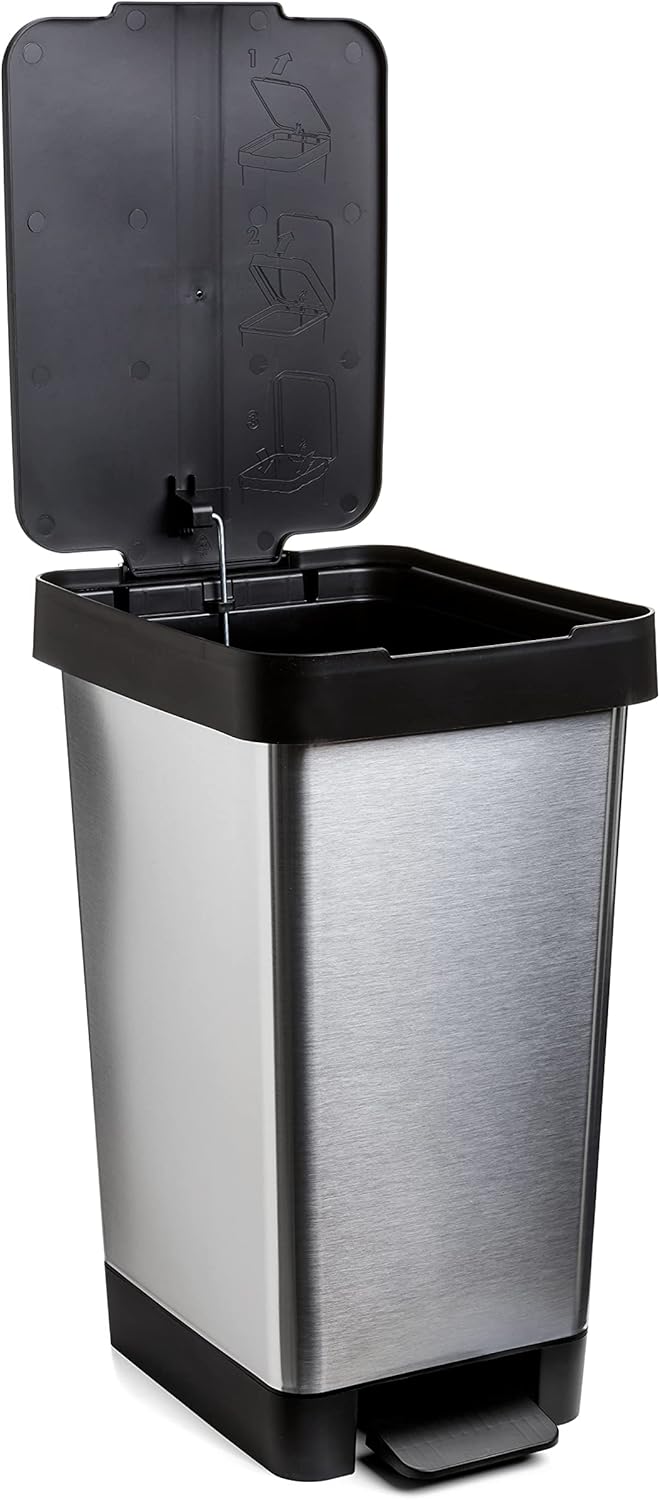 TATAY Smart Deco 25L Mülleimer mit Pedal | Kompaktes und funktionales Design | Für Innen und Aussen