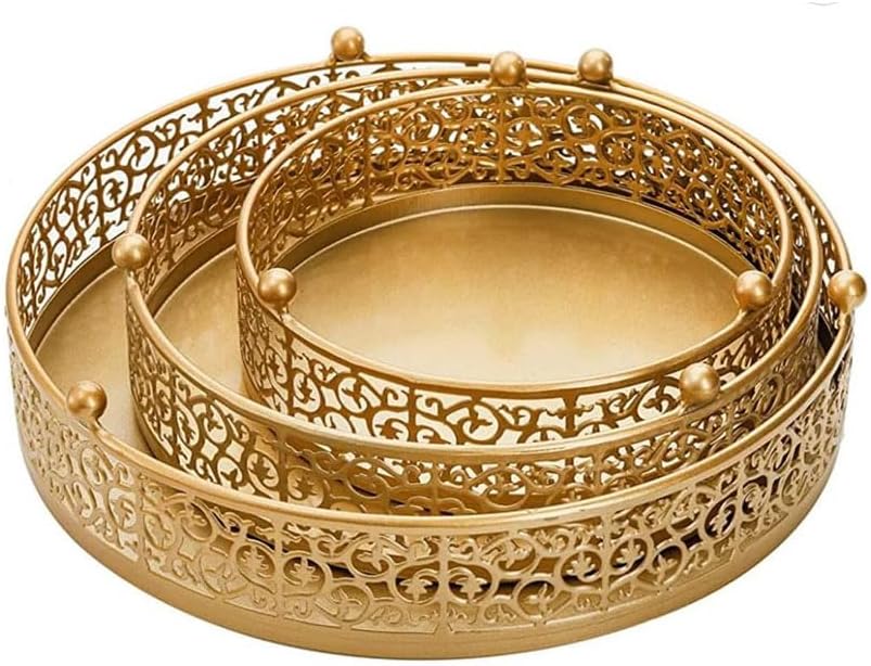 3Pcs Tortenständer, Goldener runder Metall Kuchenständer Cupcake Halter für Partys, Keks Dessert Tel