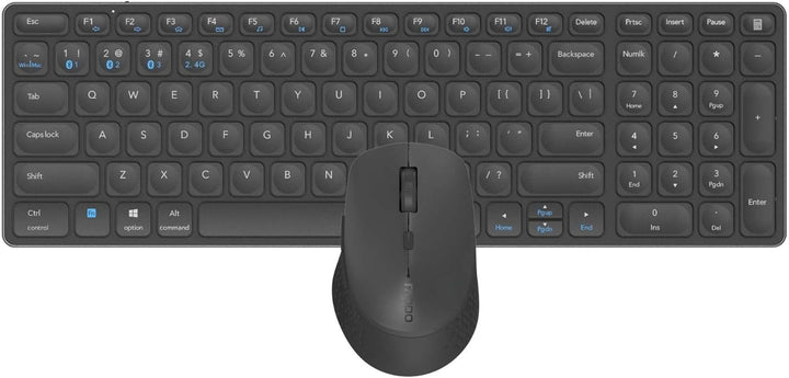 RAPOO | Kabellose Tastatur und Maus 9700M (QWERTY-Tastatur und ergonomische Bluetooth-Maus, kompatib